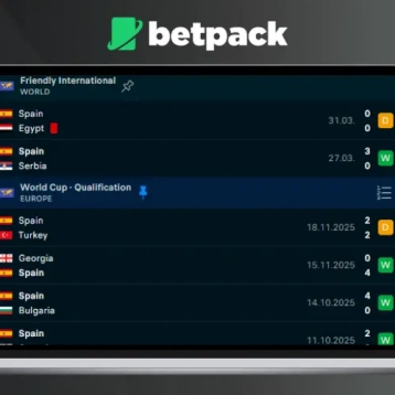 Image showing a tablet screen with Spain’s recent form before the World Cup 2026 group stage.