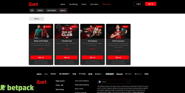 iBet Bonus Offers