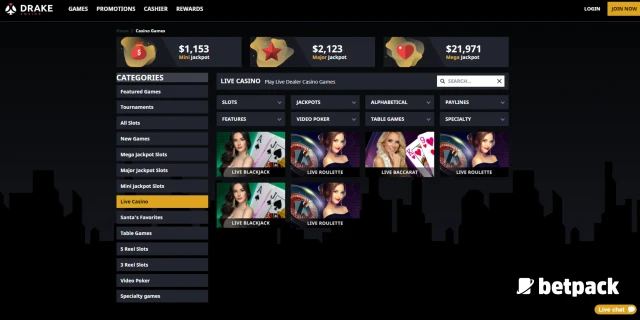 Drake Casino Payment Methods