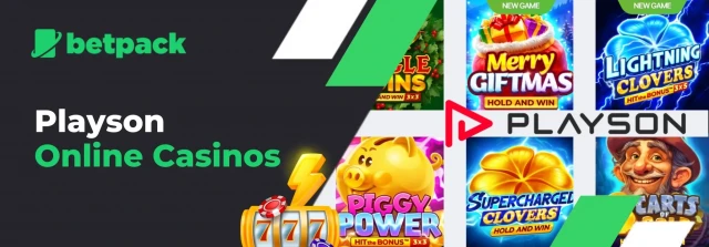 Playson casino games with slot and lightning icons.