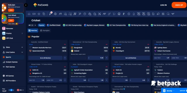 Patang sports betting page