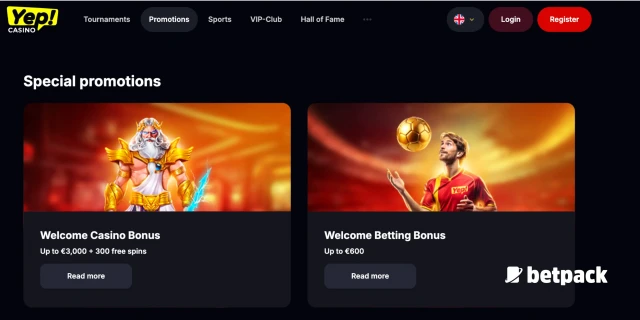 Yepcasino screen