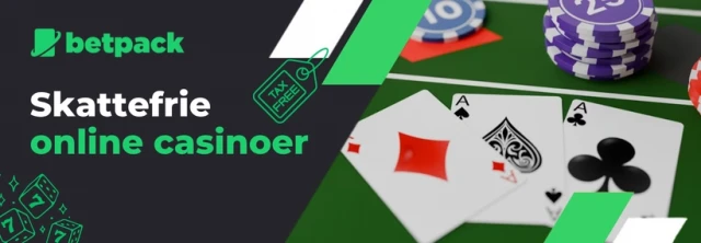 Banner for skattefrie casinoer med gevinster uden skat og trygge spiloplevelser.