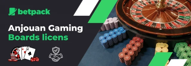 Banner for Anjouan Gaming Board licens med sikre spil og pålidelige casinoer.