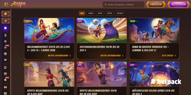 AlaWin Casino Bonus Übersicht Willkommenspaket, Krypto-Boni und wöchentliche Reload-Boni