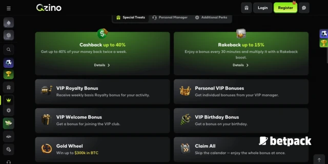 Qzino Casino VIP Club Overview