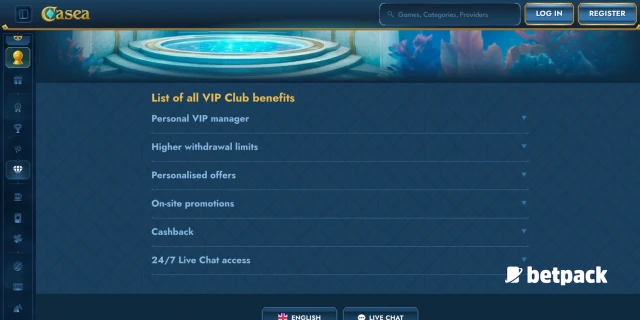 Casea Casino VIP Club Overview
