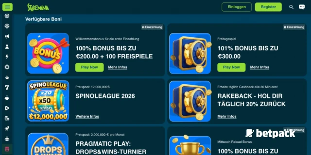 StakeMania Casino Bonus Übersicht