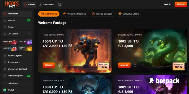 HadesBet Casino Bonus Overview