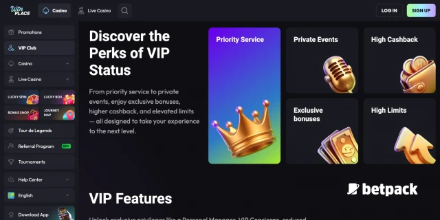 Winplace Casino VIP Club Overview