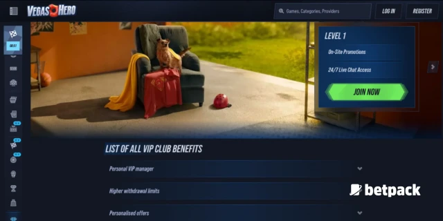 VegasHero Casino VIP Club Overview