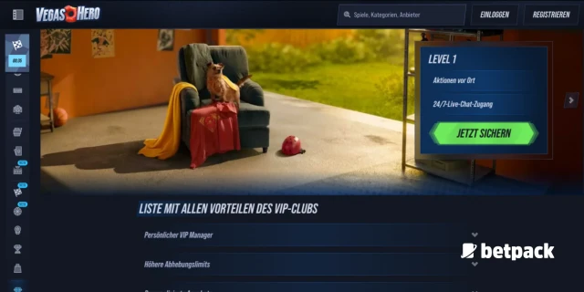 Überblick über den VegasHero Casino VIP Club