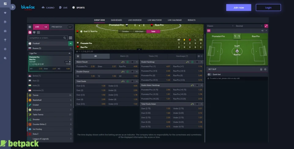 Bluefox Casino Sports