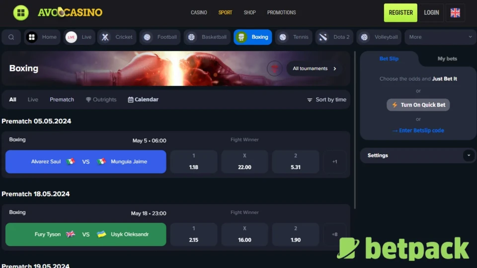 Avocasino Betting Markets