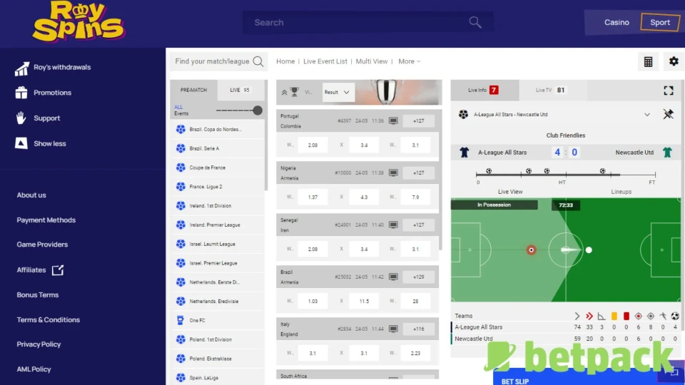 RoySpins Sports Betting