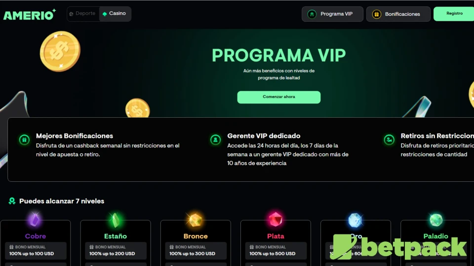 Amerio.bet VIP/Programa de lealtad