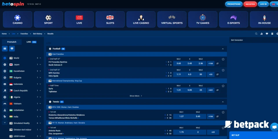 betOspin Live Betting