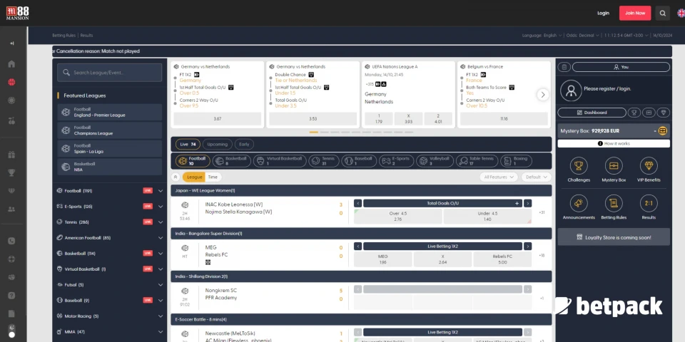 M88 Mansion Betting Markets