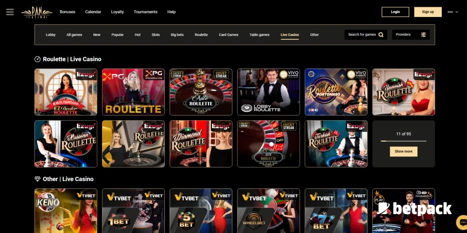 Pan Casino Games