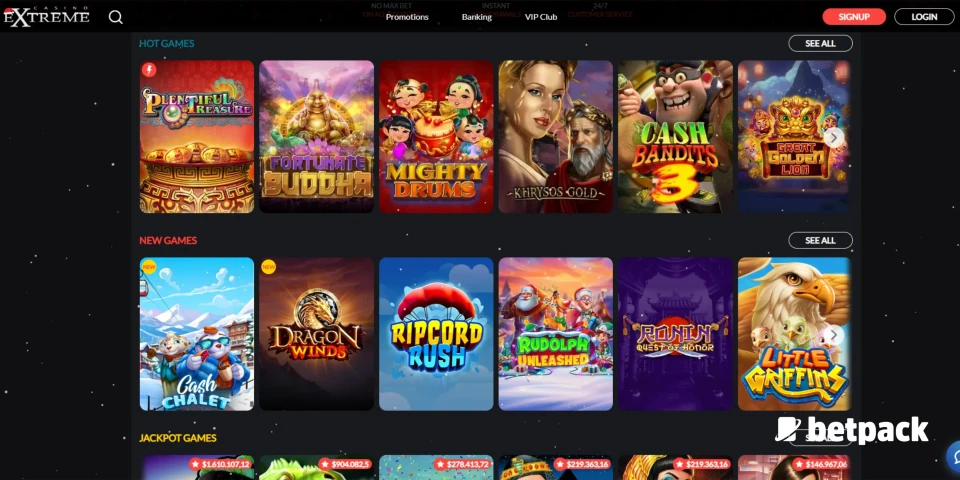 Casino Extreme Available Games