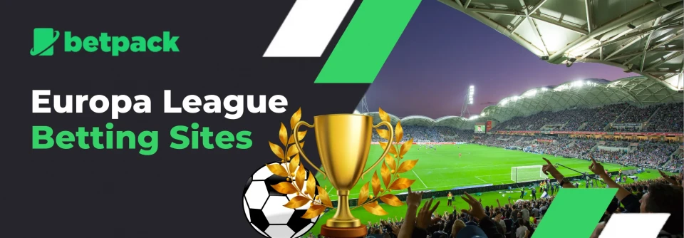 Betpack: Europa League betting sites, trophy, soccer field, crowd