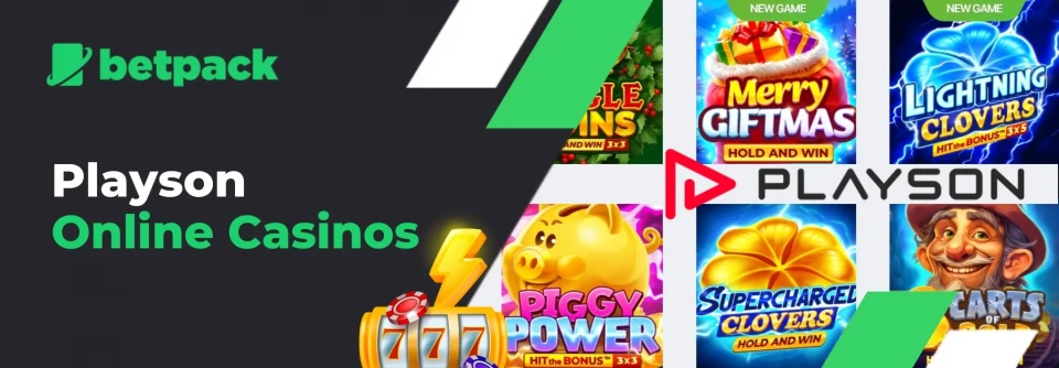 Playson casino games with slot and lightning icons.