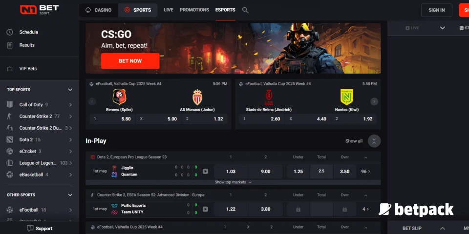 N1Bet Payment Methods