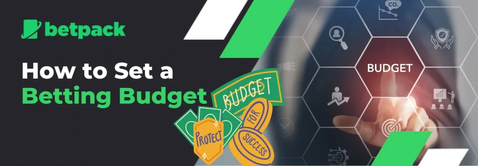 Hand pointing at a budget chart with money symbols, text 