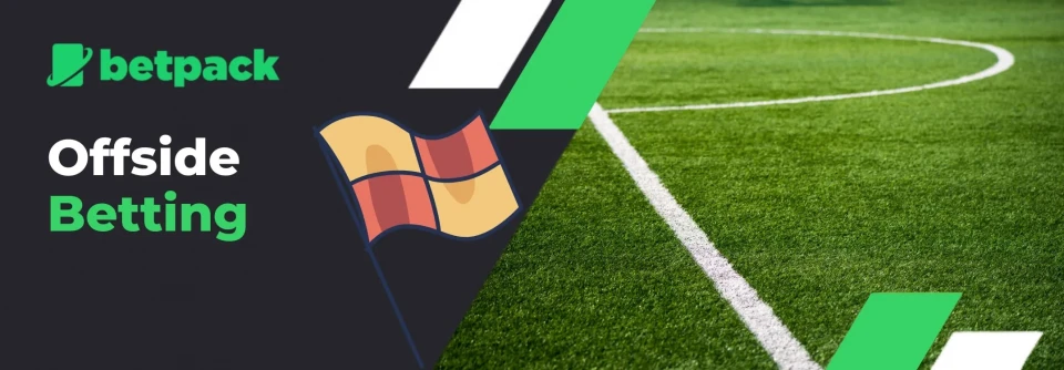 Betpack Offside Betting promotional banner featuring a football pitch, an offside flag