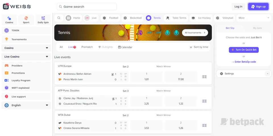 Weiss Betalingsmetoder