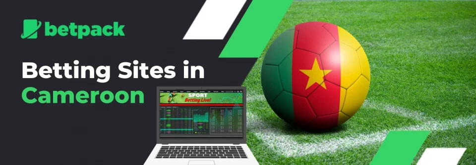 a soccer field and a football with cameroon flag and text says 