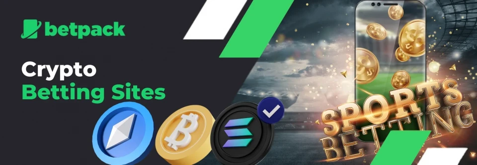 Crypto betting sites; bitcoin betting sites, crypto sports betting, logos of bitcoin, ethereum and solana