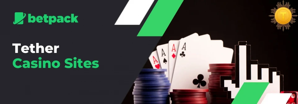 tether casinos with poker chips and tether logo