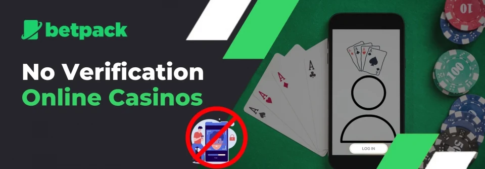 No verification online casino with casino cards and chips.