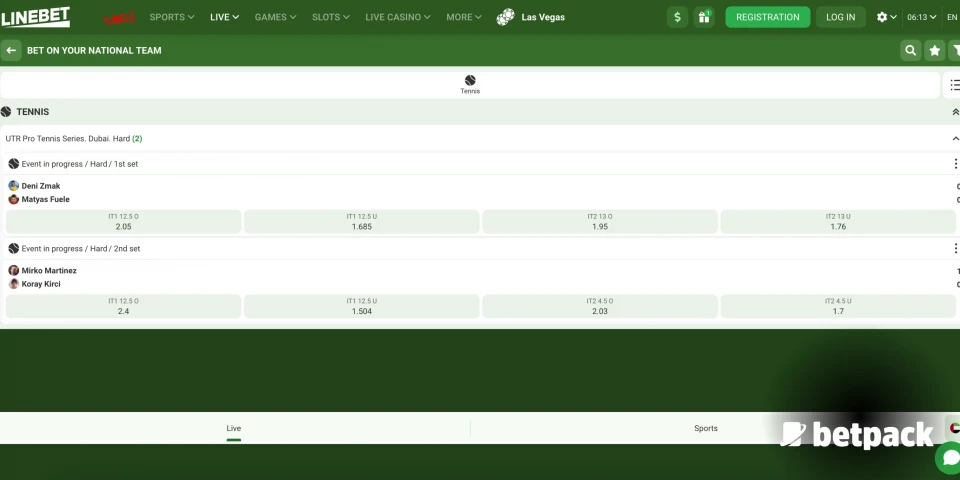 Live betting at Linebet.