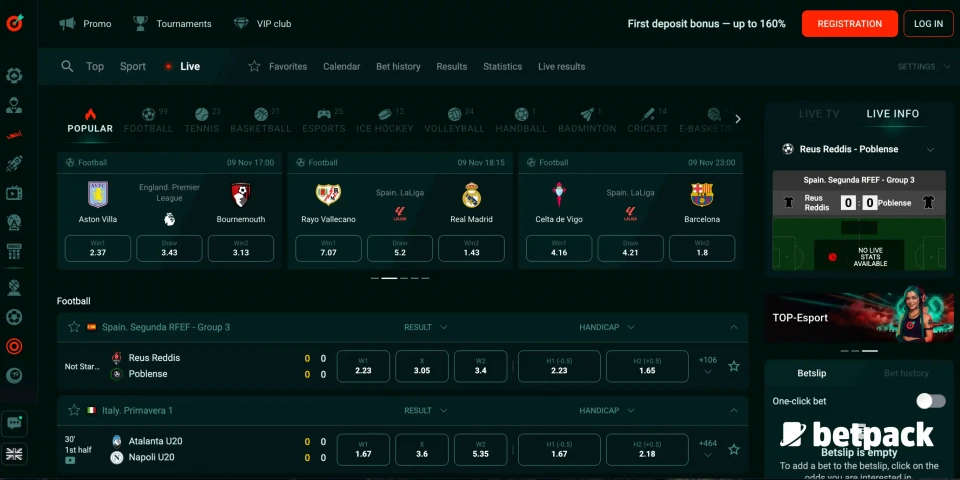 Live betting at Pinco.