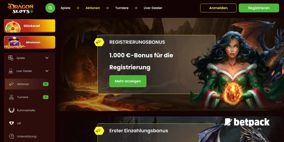 Dragonslots Casino Bonus Übersicht