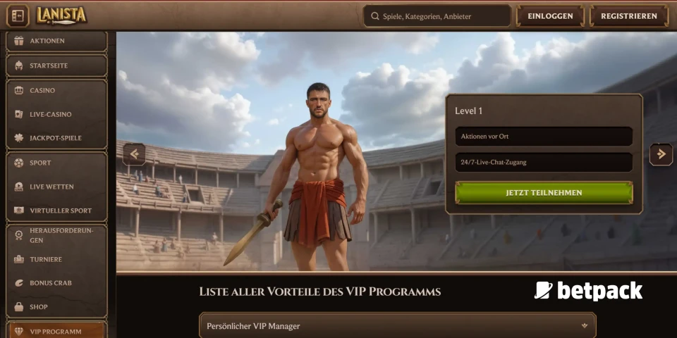 Lanista Casino VIP Programm Übersicht