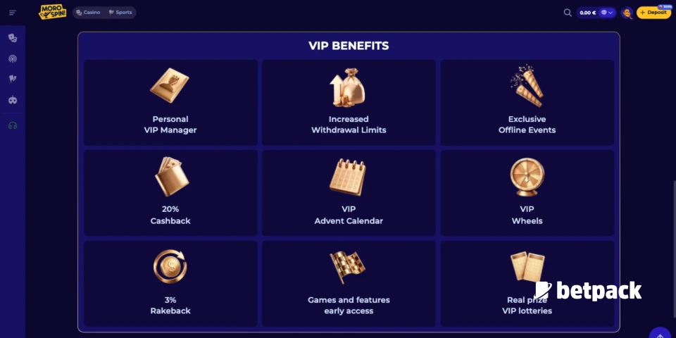 MoroSpin Casino VIP Club Overview