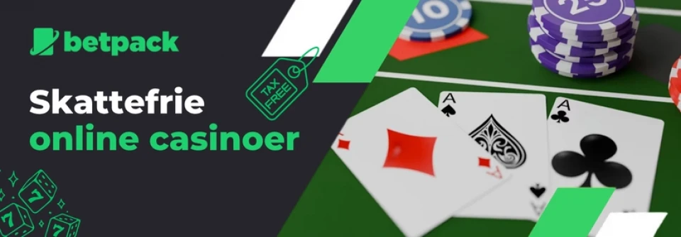 Banner for skattefrie casinoer med gevinster uden skat og trygge spiloplevelser.