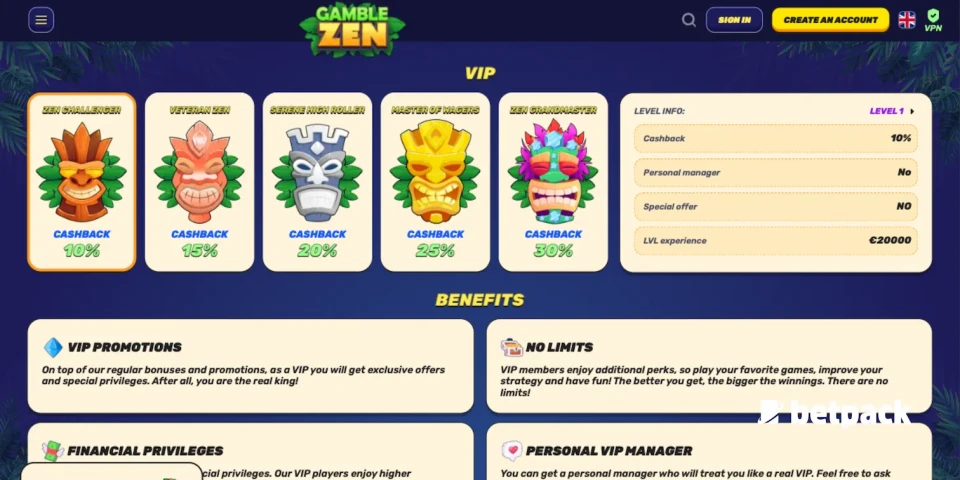 Gamblezen Casino VIP Overview