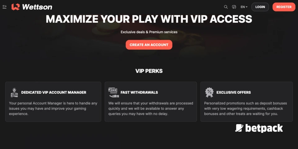Wettson Casino VIP Club Overview
