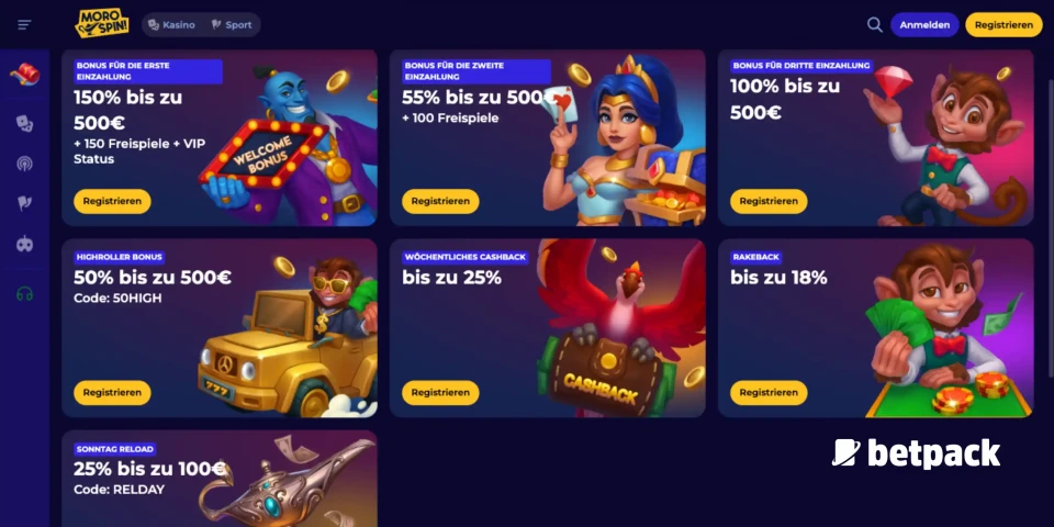 Morospin Casino Bonus Übersicht