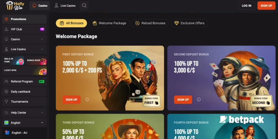 Hollywin Casino Welcome Package Overview