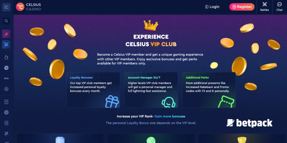 Celsius Casino VIP Club Overview