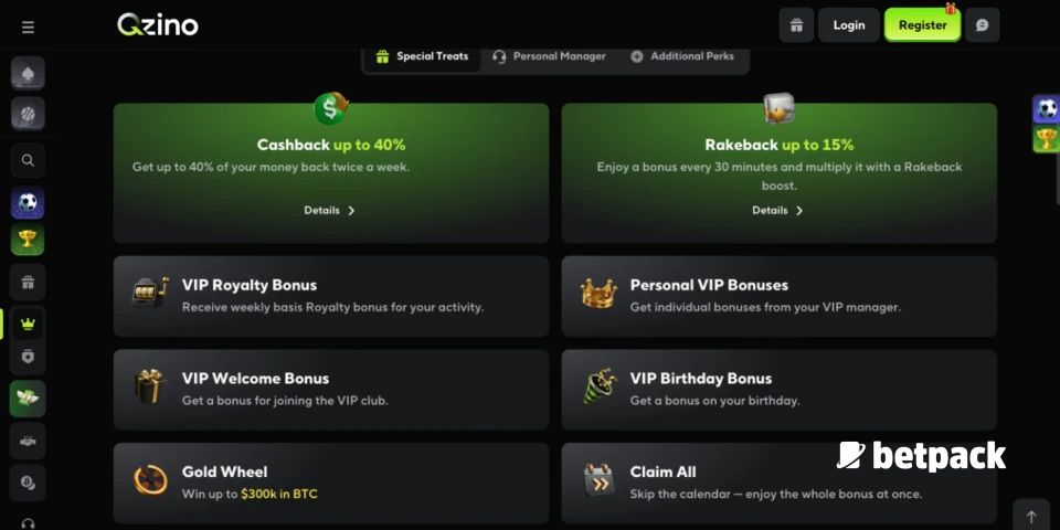 Qzino Casino VIP Club Overview