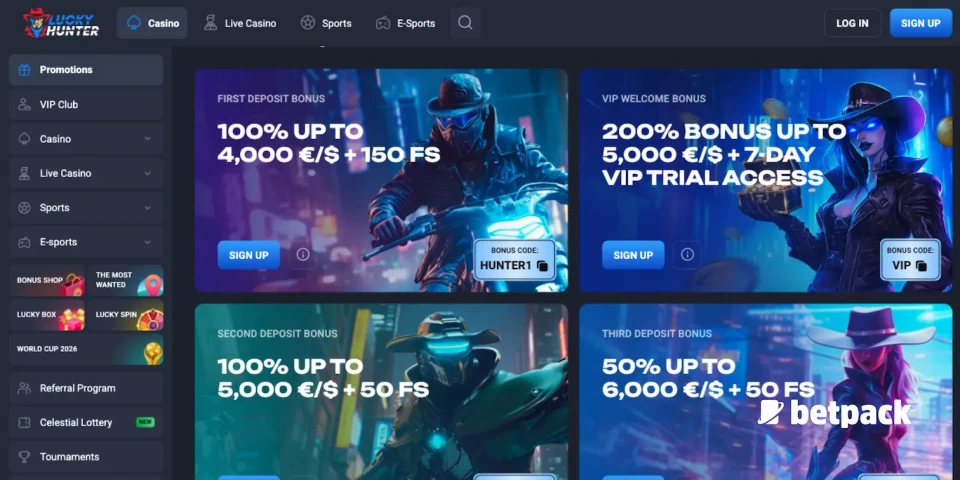 LuckyHunter Casino Bonus Overview