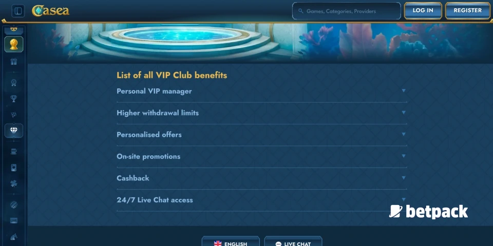Casea Casino VIP Club Overview