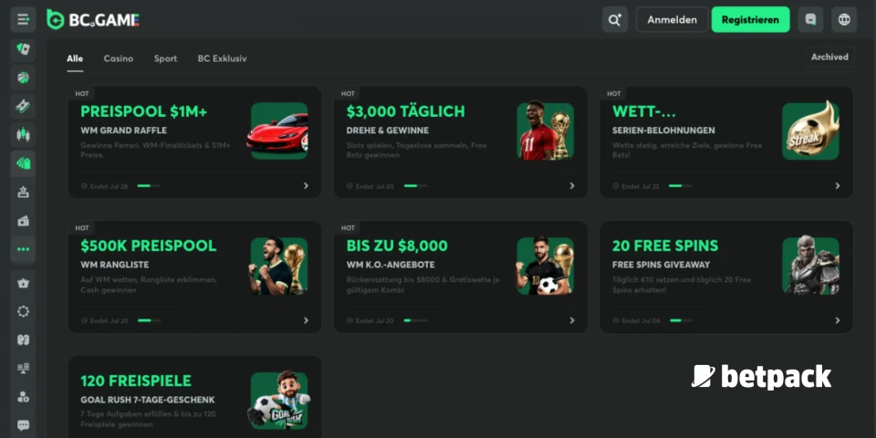 BC.Game Casino Bonus Übersicht
