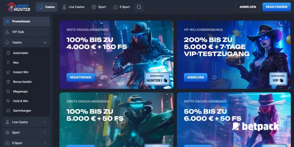 LuckyHunter Casino Bonus Übersicht